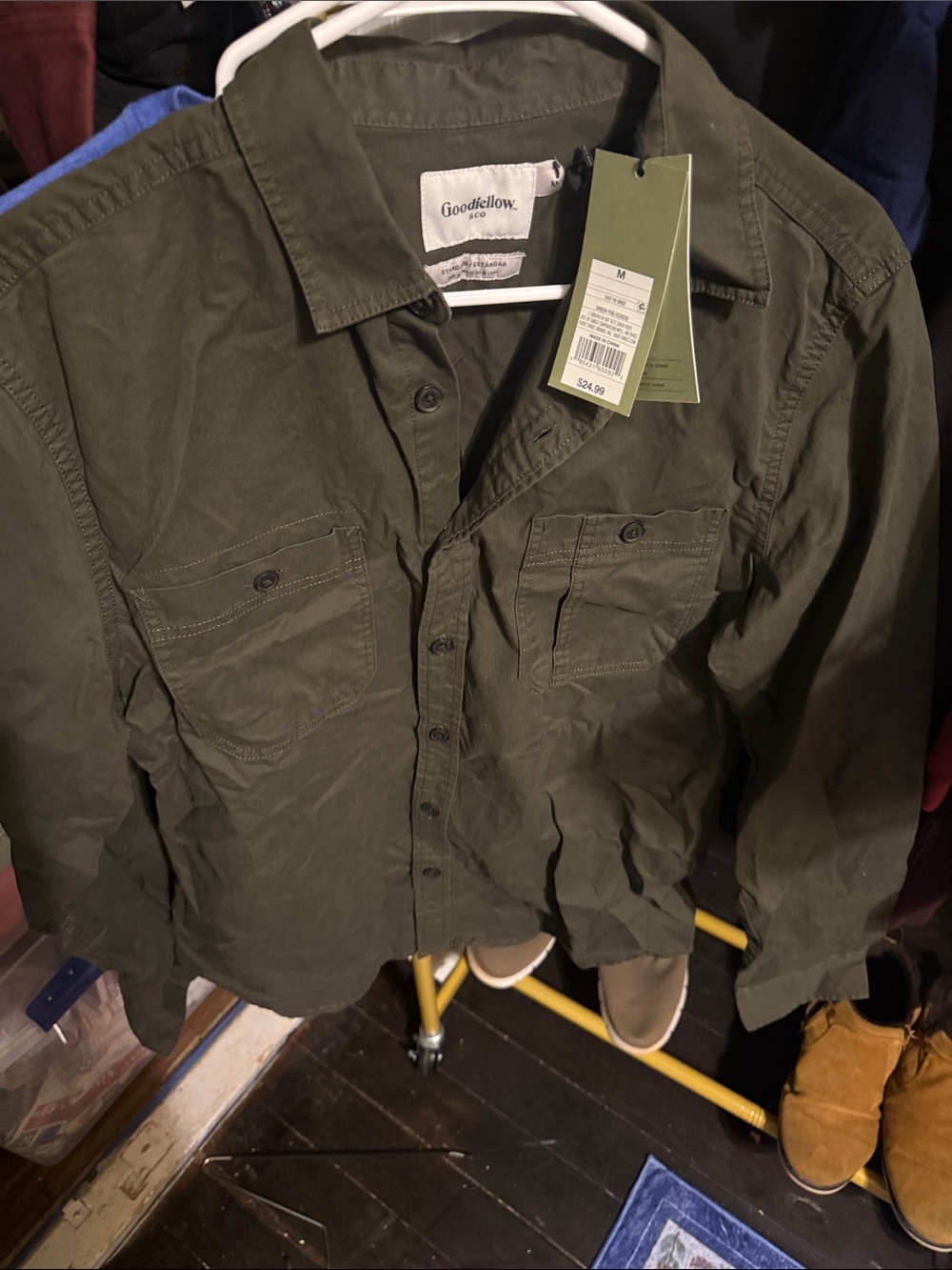 Goodfellow & Co Olive Green Long-Sleeve Button-Down Shirt